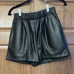Steve Madden High Waist Black Leather Shorts